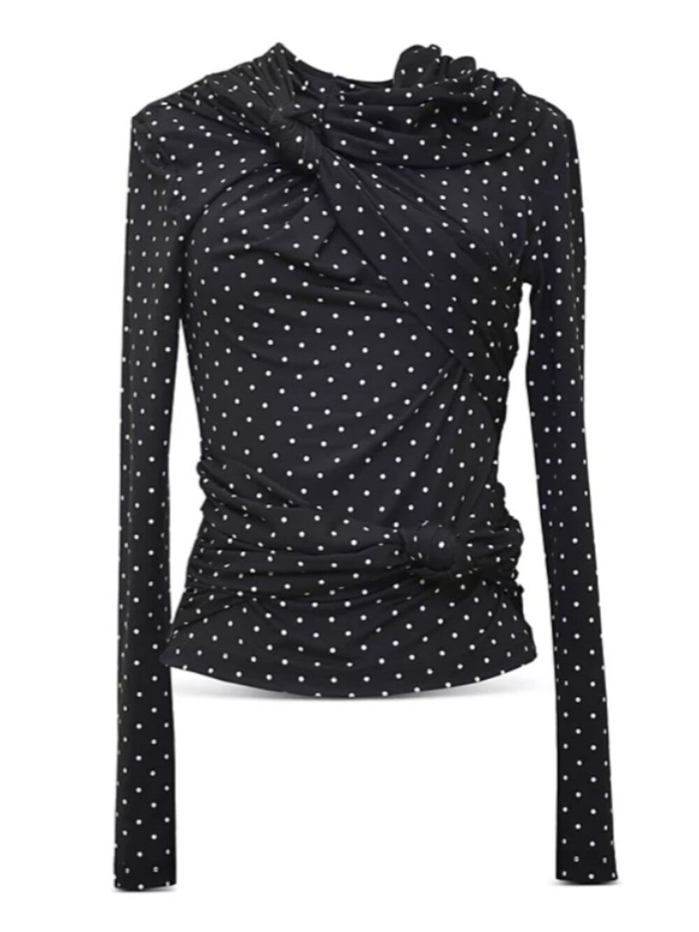 Rokh R0CA277 Knotted Jersey Top Dotted Black Size M NWT